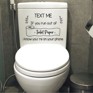 Funny Whimsical Humorous Witty Bathroom Wall Decal - Black Cling